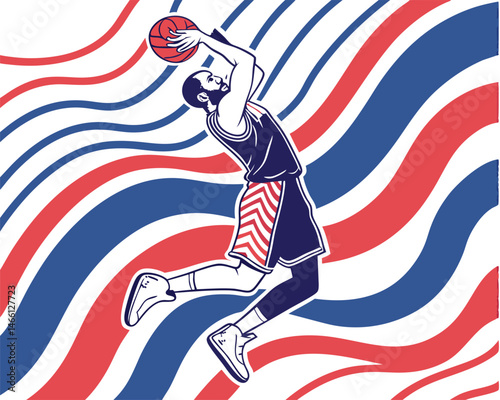 Fourth of July background with a patriotic American flag illustration symbolizing independence day in the united states