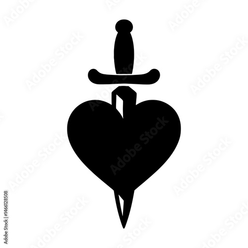 Dagger Through Heart Silhouette.