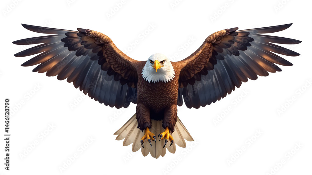 Obraz premium Detailed Eagle Clipart, isolated on a white background.