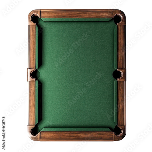 Billiard table top view isolated on transparent background