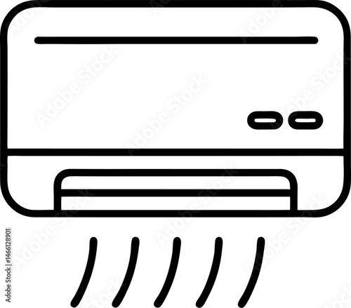Air flow condition cool background. Air conditioner vent heat flat vector icon