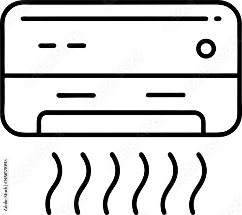 Air flow condition cool background. Air conditioner vent heat flat vector icon