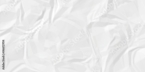 White crumple obsolete billboard rumple. wrinkle ripped creased white crumple aged closeup craft document grunge recycling paper background.	
