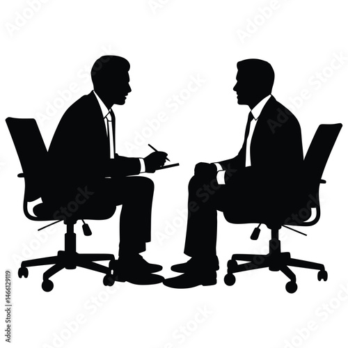 Two Businessmen in Office Chairs Having a Formal Meeting