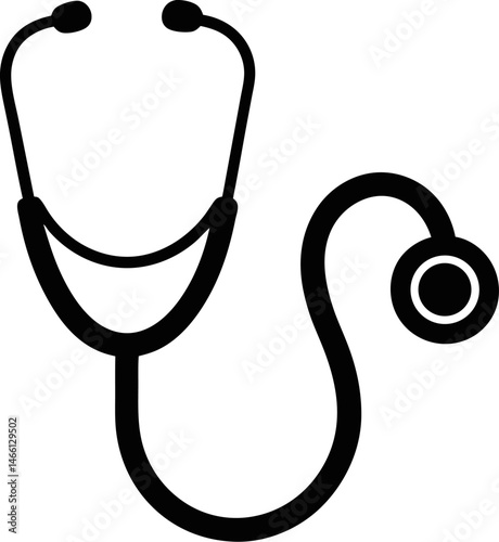 A stethoscope shaped as a human silhouette on white background