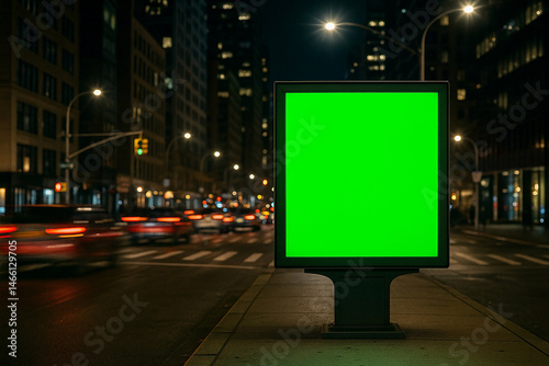 modern blank billboard at night