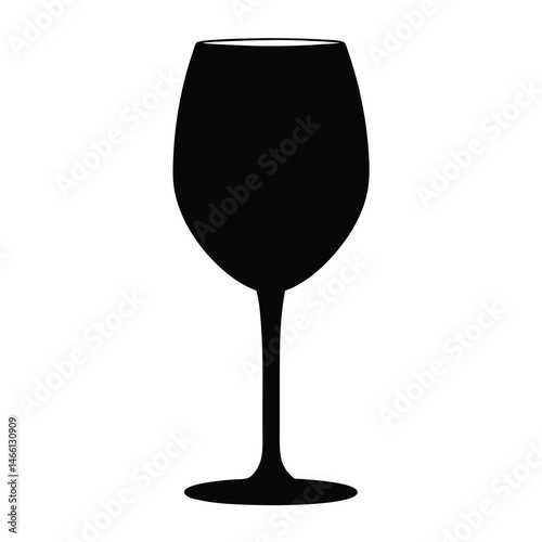 glass of ros vector silhouette icon, black and white illustration of drinks.