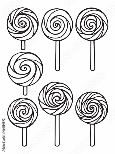 Colorful swirl lollipop line art design concept.eps