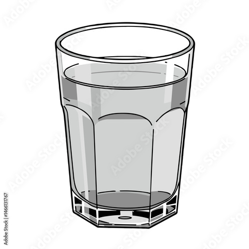 Clear glass of water on a simple white background  