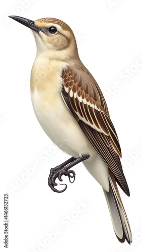 Detailed Mockingbird Clipart, isolated on a white background.