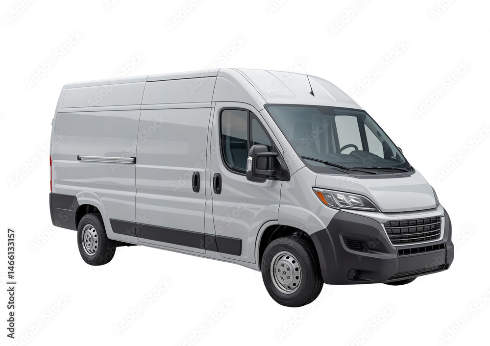 Sleek White Commercial Vehicle on Plain Background Sleek White Commercial Vehicle on Plain Background