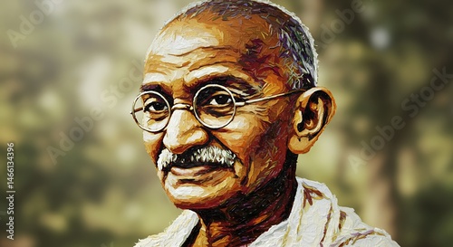 Gandhi: A Impasto Portrait, Peaceful and Serene