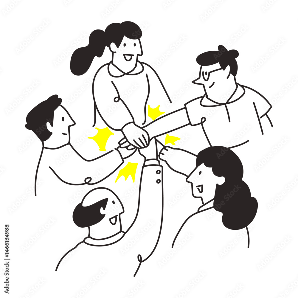 Obraz premium Teamwork Group High Five Collaboration Concept Illustration