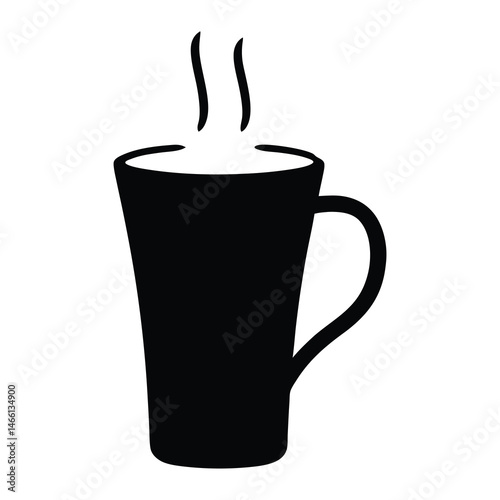 hot buttered rum vector silhouette icon, black and white illustration of drinks.