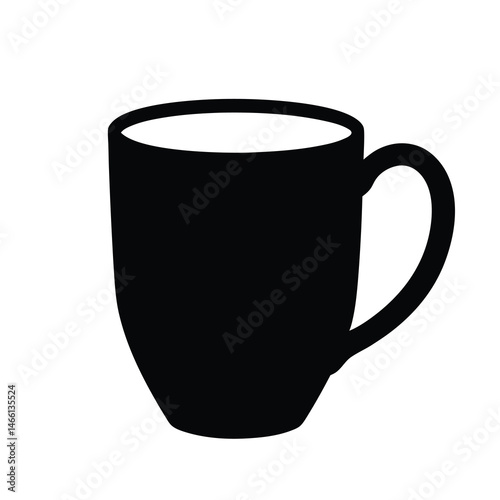 hot chocolate mug vector silhouette icon, black and white illustration of drinks.