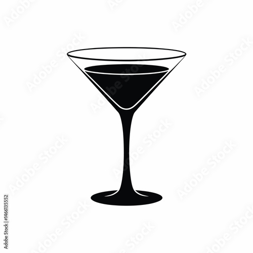 Classic Martini Cocktail Glass Silhouette Icon Illustration
