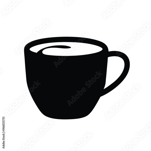 hot chocolate mug vector silhouette icon, black and white illustration of drinks.