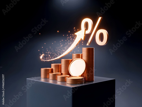 3D Financial Growth, Stock Chart, Currency Exchange & Golden Profit Strategy. Wealth Surge Visualization, Market Graph, Banking Concepts & Investment Arrow. Economic Success, Trade & Growth Indicators