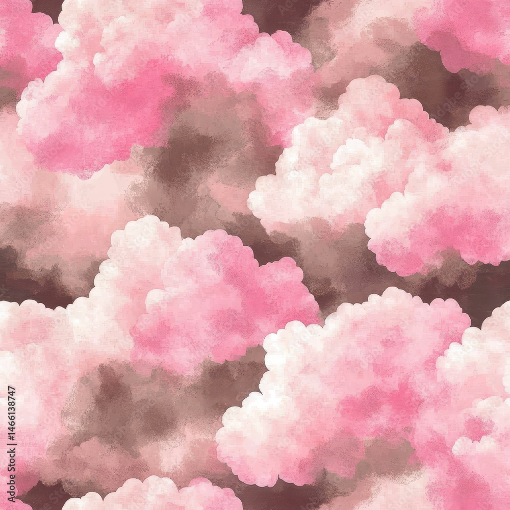 Naklejka premium Pink and Brown Cloud Pattern