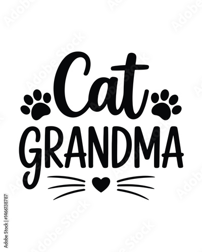 Cat Grandma Design with Paw Prints and Whiskers