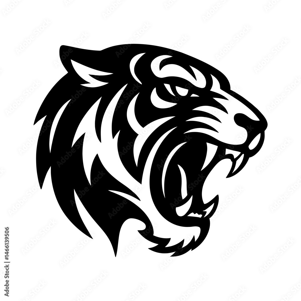 Obraz premium Black tiger head logo vector illustration