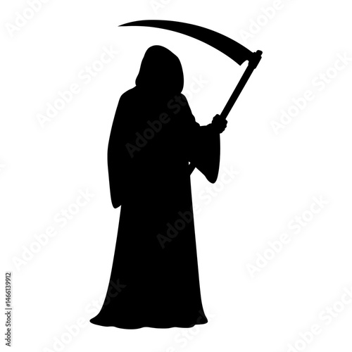 Shadow of the Reaper. vector: Ideal for use as a tattoo, icon, web graphic design, and infographic concepts."