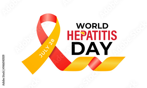 World Hepatitis Day medical Awareness concept. Liver with Stethoscope and Realistic ribbon background design template. Abstract concept graphic depicting liver disease, cirrhosis, and cancer.