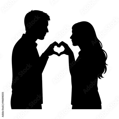 Silhouettes Uniting in Heart Shape. love and affection, perfect for Valentine's Day concepts. vector: Ideal for use as a tattoo, icon, web graphic design, and infographic concepts."