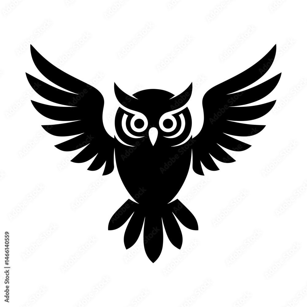 Obraz premium Black owl silhouette vector icon