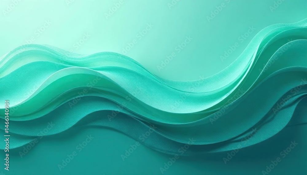 Fototapeta premium Abstract wavy lines, seafoam green & teal hues, wallpaper pattern, background