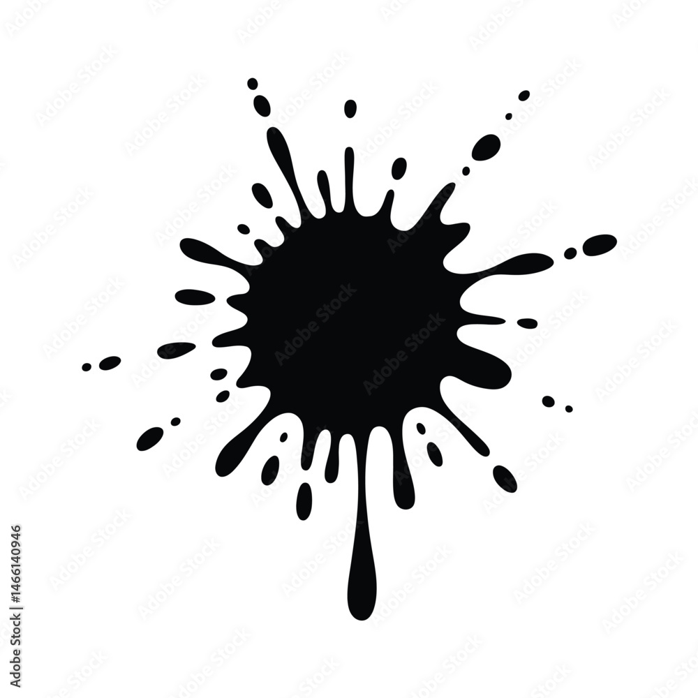Fototapeta premium Abstract Black Ink Blot Splatter Design Element