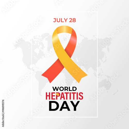 World Hepatitis Day medical Awareness concept. Liver with Stethoscope and Realistic ribbon background design template. Abstract concept graphic depicting liver disease, cirrhosis, and cancer.