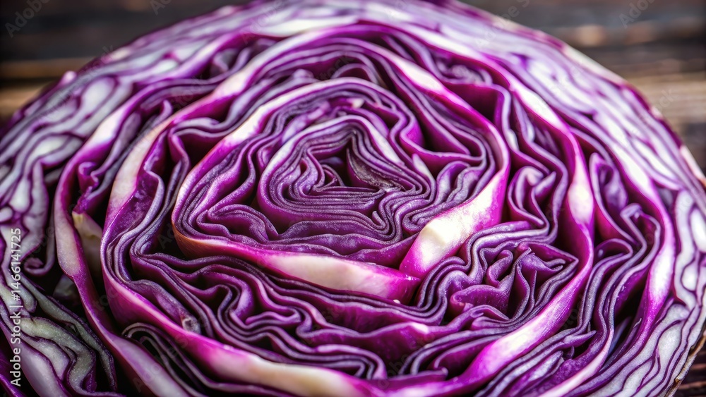 Purple Cabbage Slice Close Up