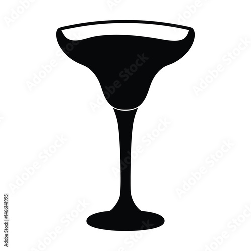 margarita glass vector silhouette icon, black and white illustration of drinks.