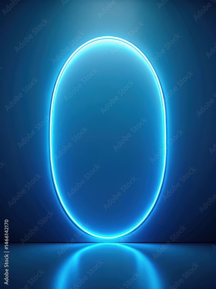 Glowing Blue Oval Shape Minimalist Abstract Art Illumination Modern Wallpaper