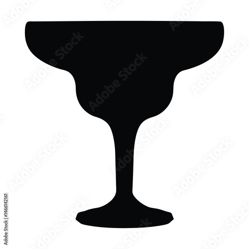 margarita glass vector silhouette icon, black and white illustration of drinks.
