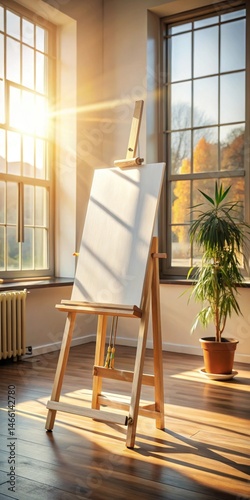 Obraz na płótnie canvas on easel in sunlit art studio w salonie