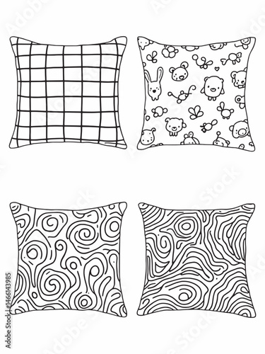 Cushion line art elegant soft texture minimalist style.eps