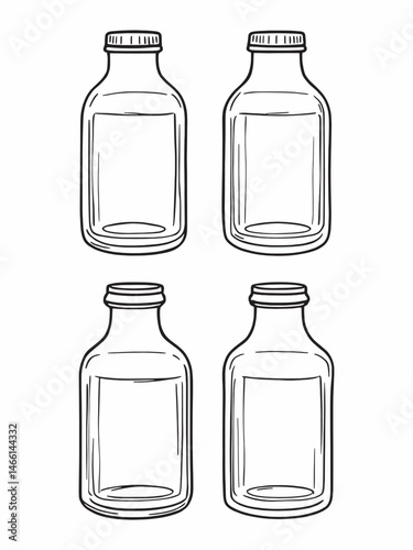 Cylinder bottle glass line art modern minimalist style.eps
