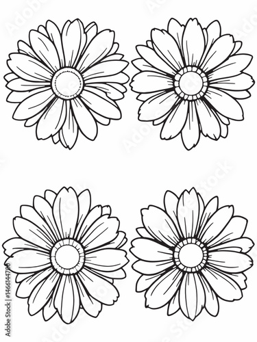 daisy flower line art in minimalist black style.eps