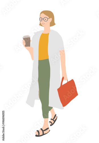コーヒーを持つ女性