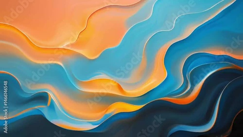 uminous Ribbons: Orange, Cool Blue & Dark Abstract Flow