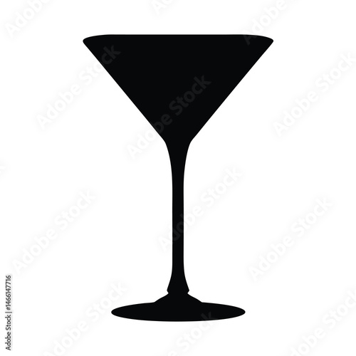 martini shaker vector silhouette icon, black and white illustration of drinks.