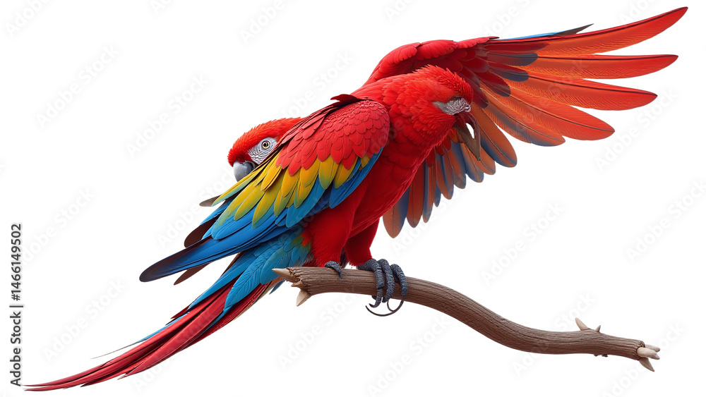 Fototapeta premium Detailed Macaw Clipart, isolated on a white background.