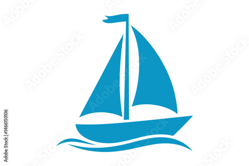 Blue sailboat clip art vector graphic illustration