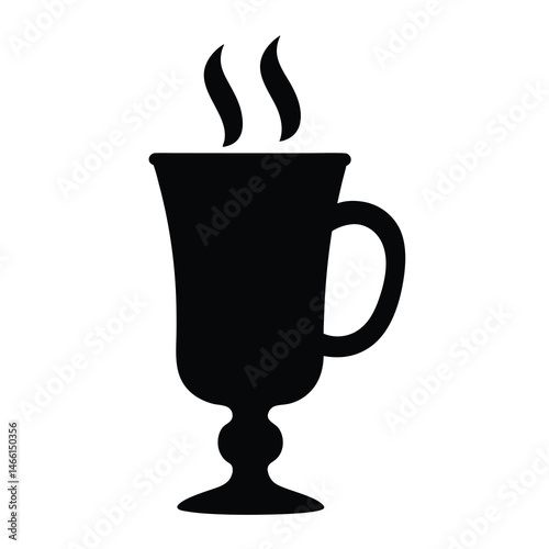 mulled wine vector silhouette icon, black and white illustration of drinks.