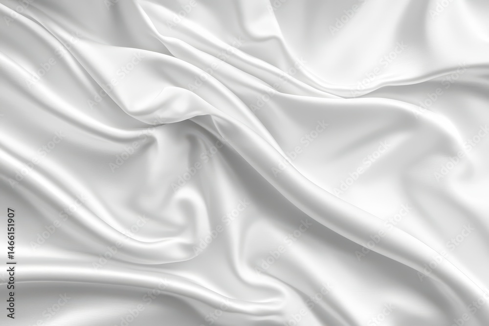 Naklejka premium Smooth, flowing white silk fabric drapes in soft folds
