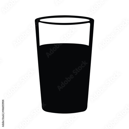 rum and coke vector silhouette icon, black and white illustration of drinks.