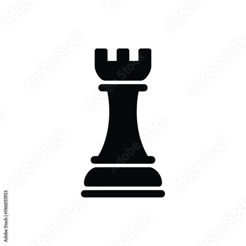 Black Chess Rook Icon Strategy Game Piece Symbol