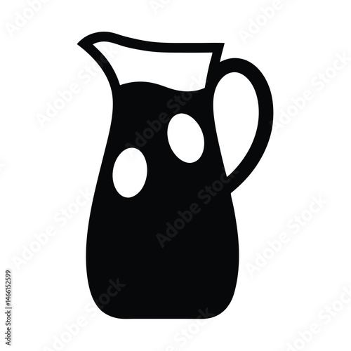 sangria pitcher vector silhouette icon, black and white illustration of drinks.